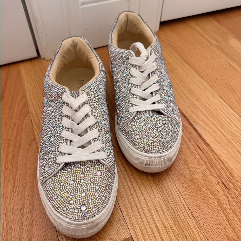 Betsey Johnson Silver Rhinestone Sneakers